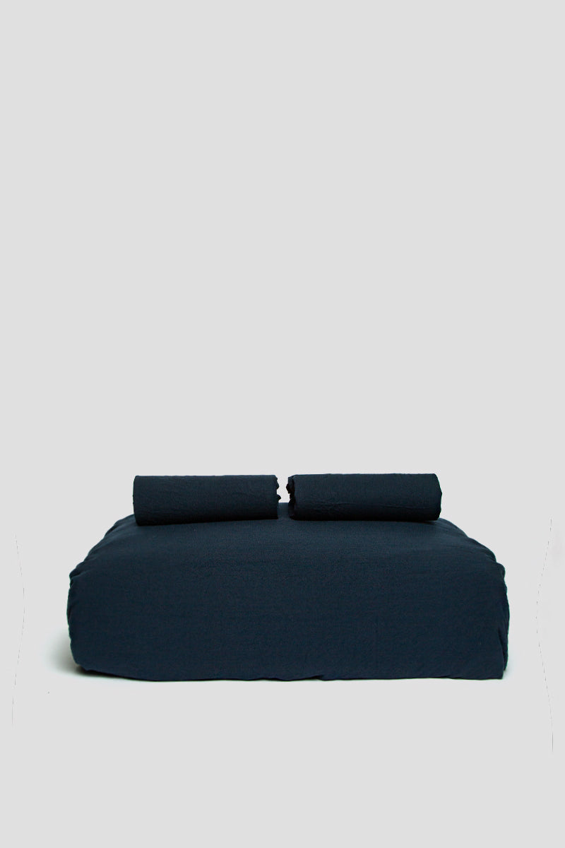 Navy Washed Linen Duvet Set